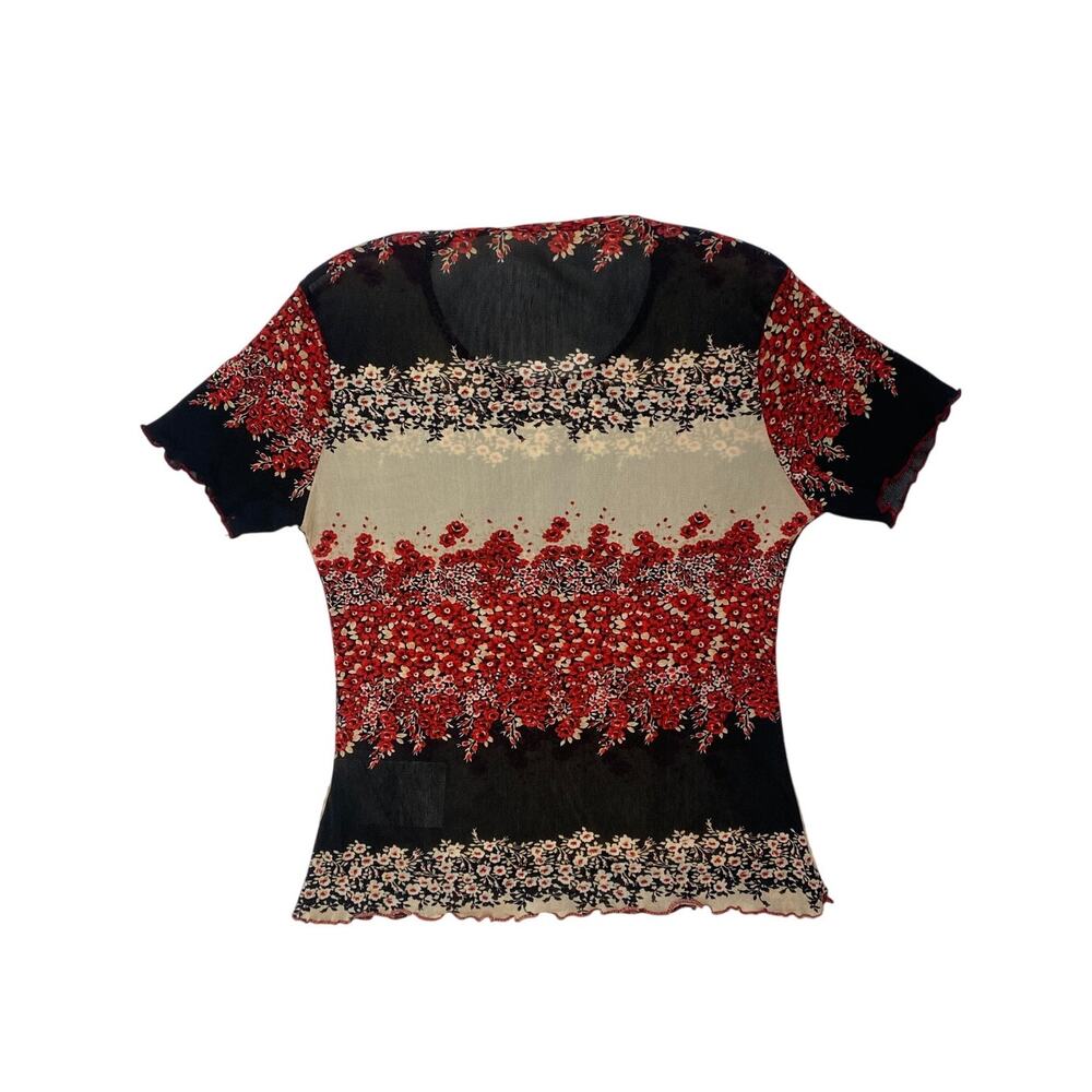 Italian Vintage Floral Mesh Short Sleeve top - Picture 4 of 4